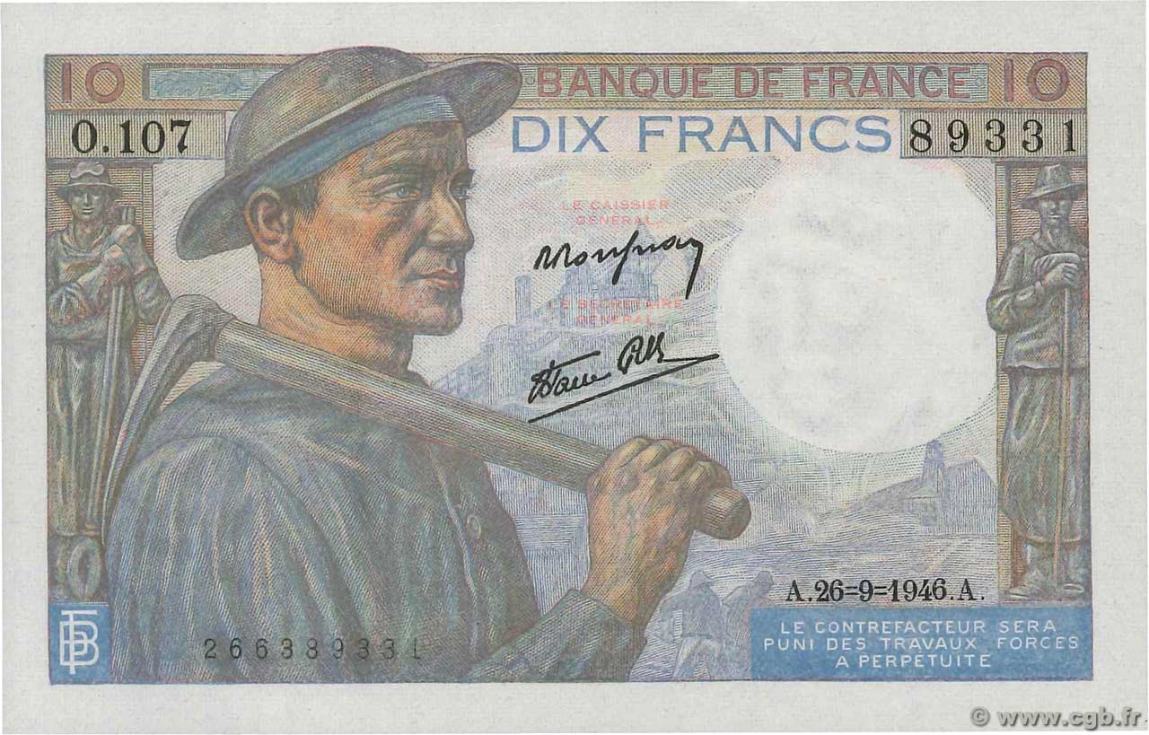 10 Francs MINEUR FRANCE  1946 F.08.15 pr.NEUF