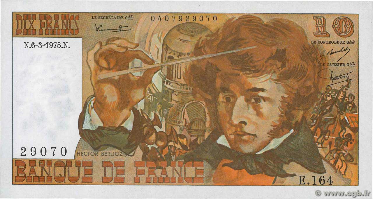 10 Francs BERLIOZ FRANCIA  1975 F.63.09 q.FDC