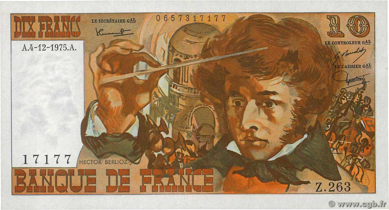 10 Francs BERLIOZ FRANCE  1976 F.63.16 SPL