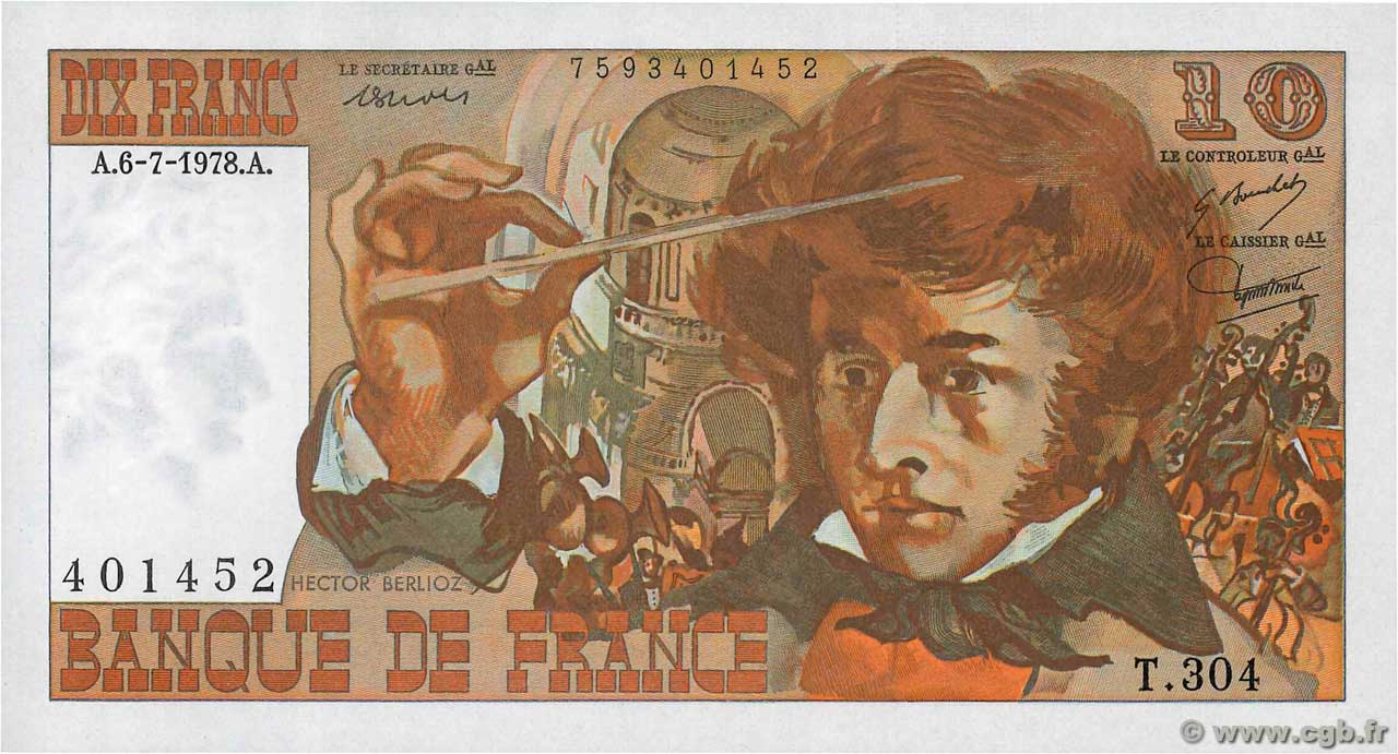 10 Francs BERLIOZ FRANCE  1978 F.63.24 UNC