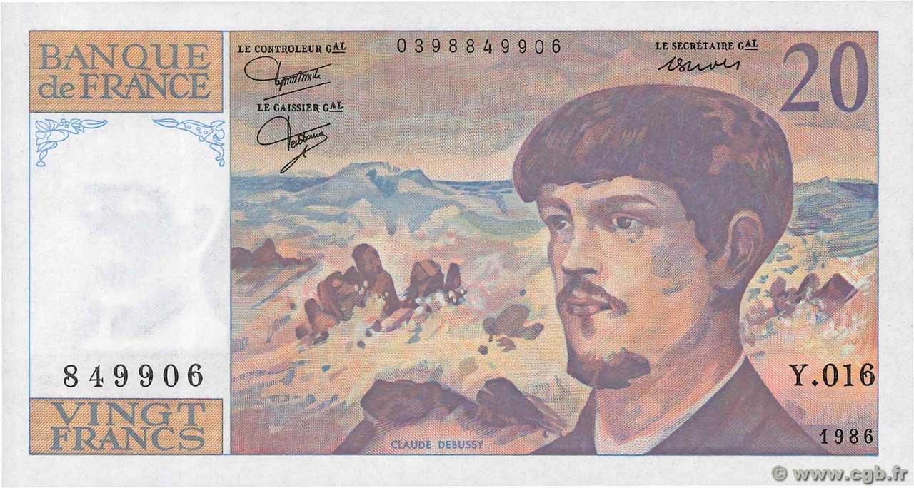 20 Francs DEBUSSY FRANCIA  1986 F.66.07 SC+