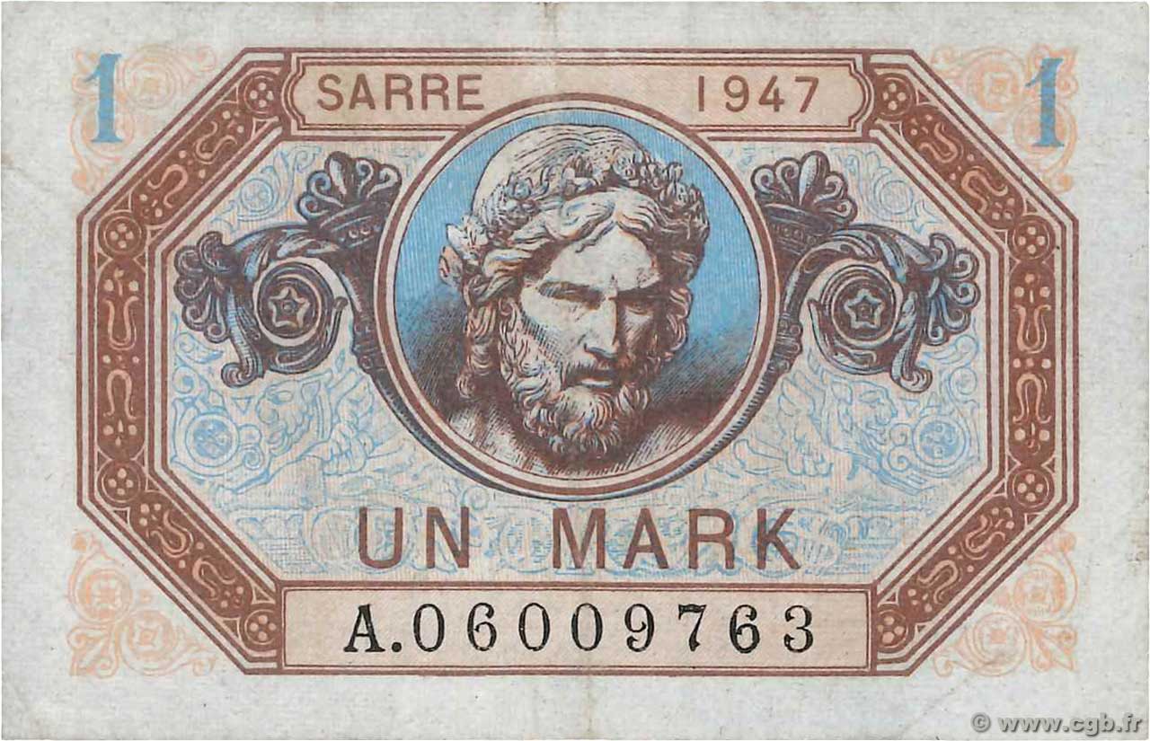 1 Mark SARRE FRANCIA  1947 VF.44.01 MB