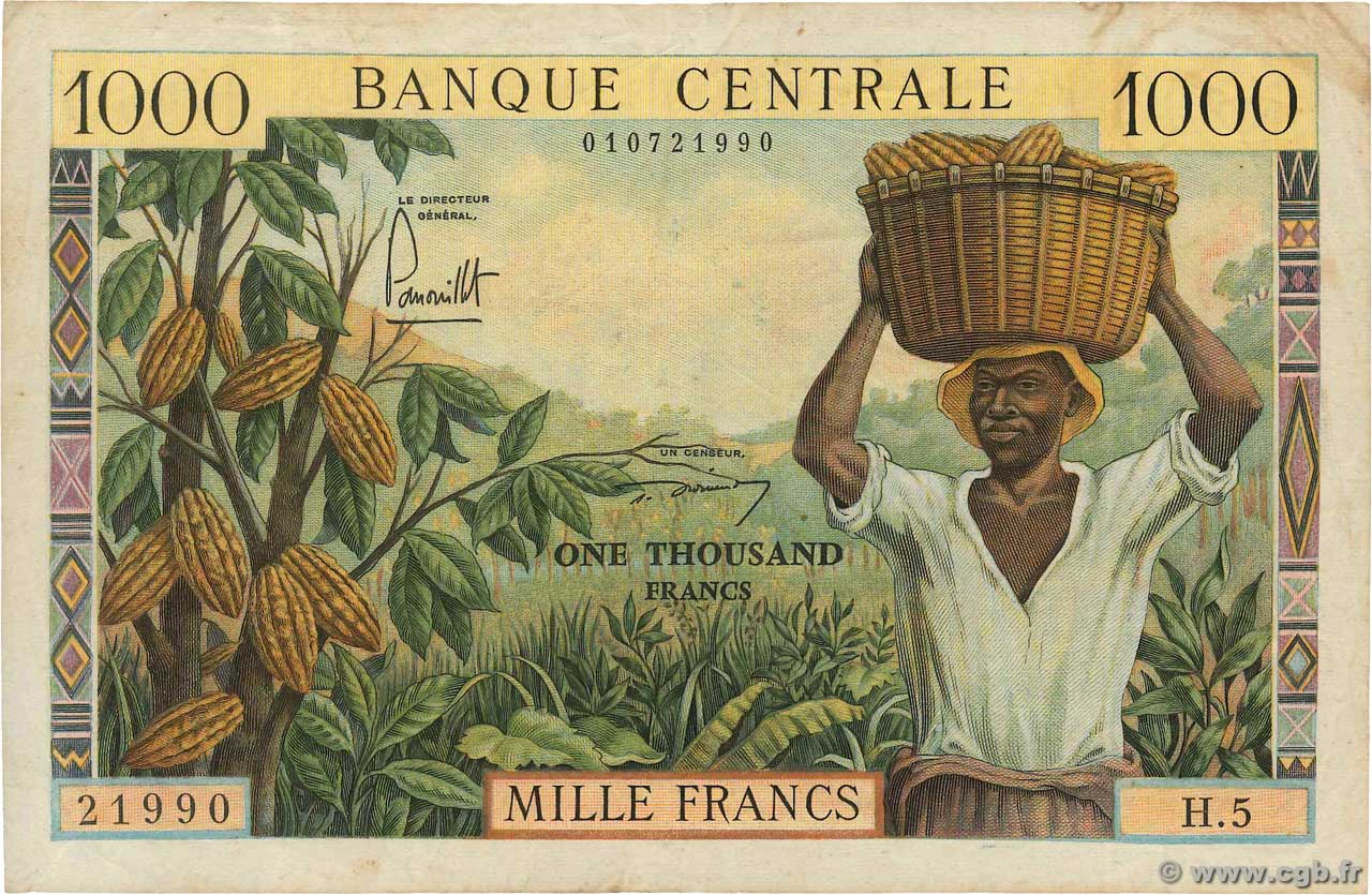 1000 Francs CAMEROON  1962 P.12a VF-