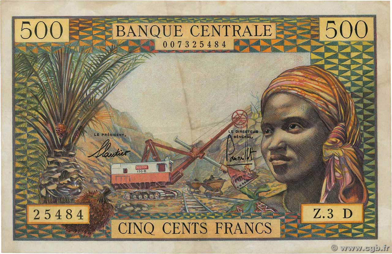 500 Francs ÉTATS DE L AFRIQUE ÉQUATORIALE  1963 P.04d TTB
