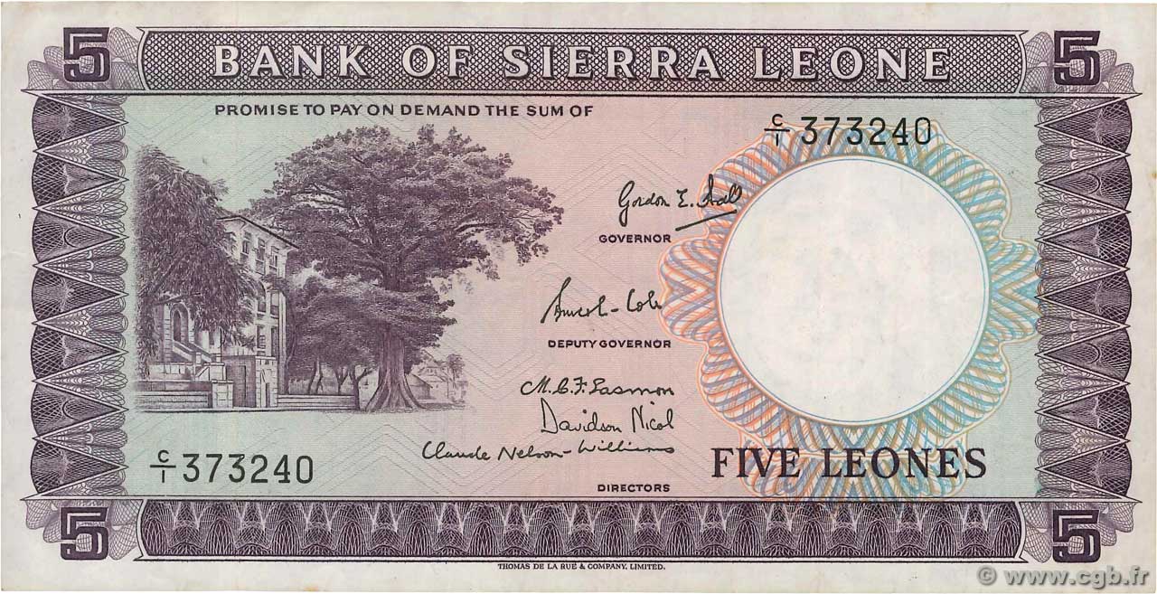 5 Leones SIERRA LEONE  1964 P.03a SS