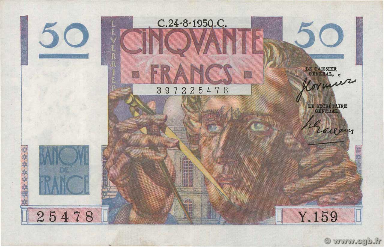 50 Francs LE VERRIER FRANCIA  1950 F.20.16 SC