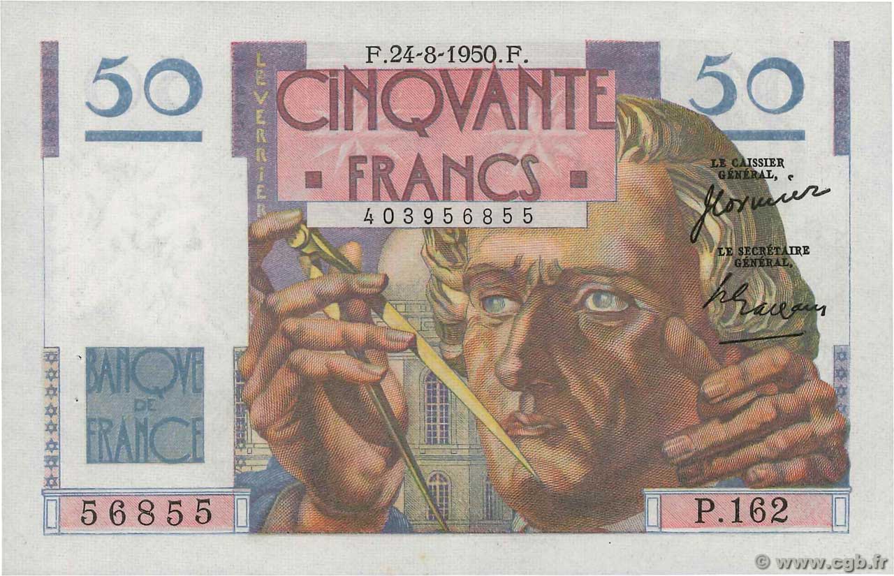 50 Francs LE VERRIER FRANCIA  1950 F.20.16 SC