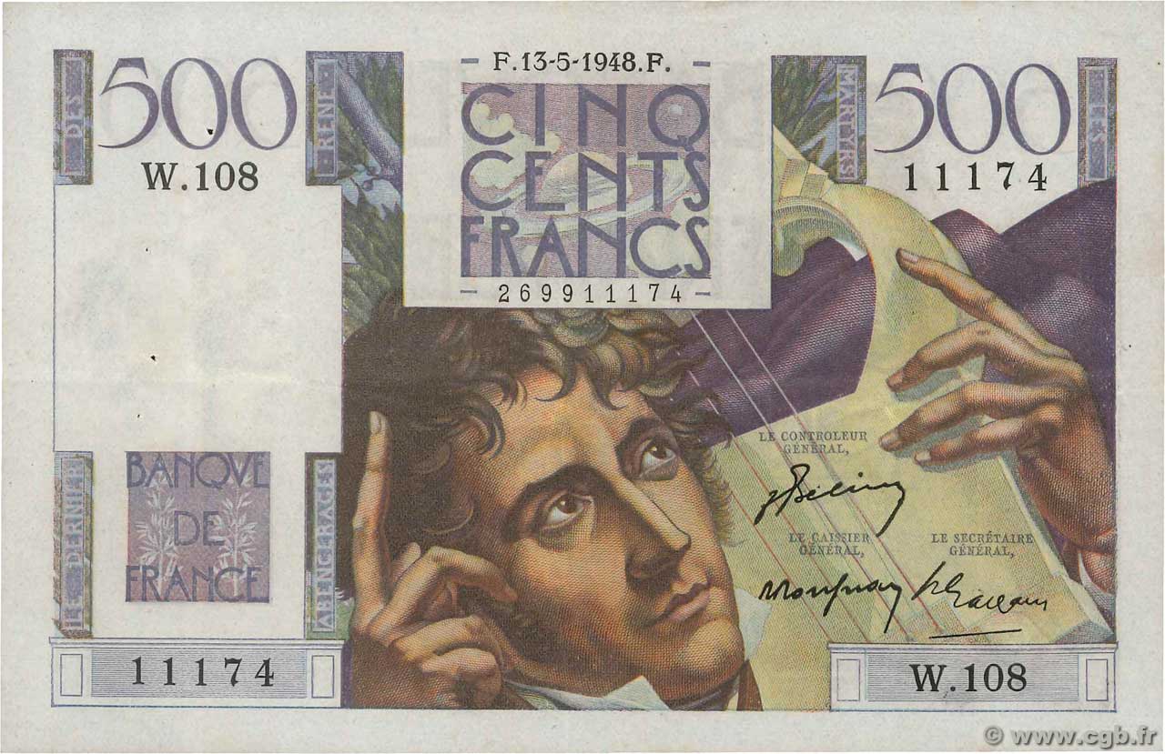 500 Francs CHATEAUBRIAND FRANKREICH  1948 F.34.08 VZ