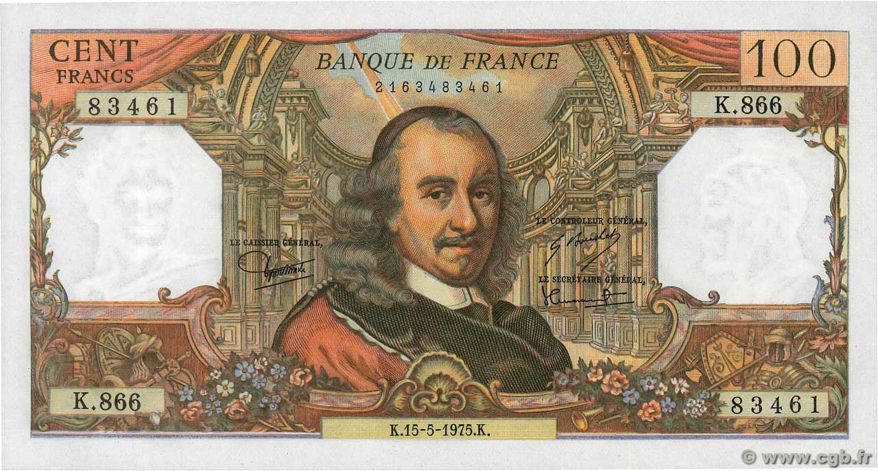 100 Francs CORNEILLE FRANCE  1975 F.65.49 pr.NEUF