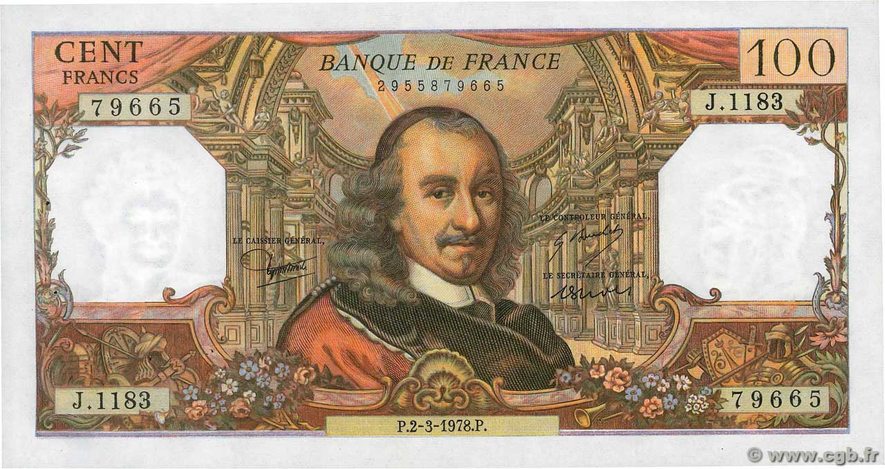 100 Francs CORNEILLE FRANCIA  1978 F.65.62 EBC+