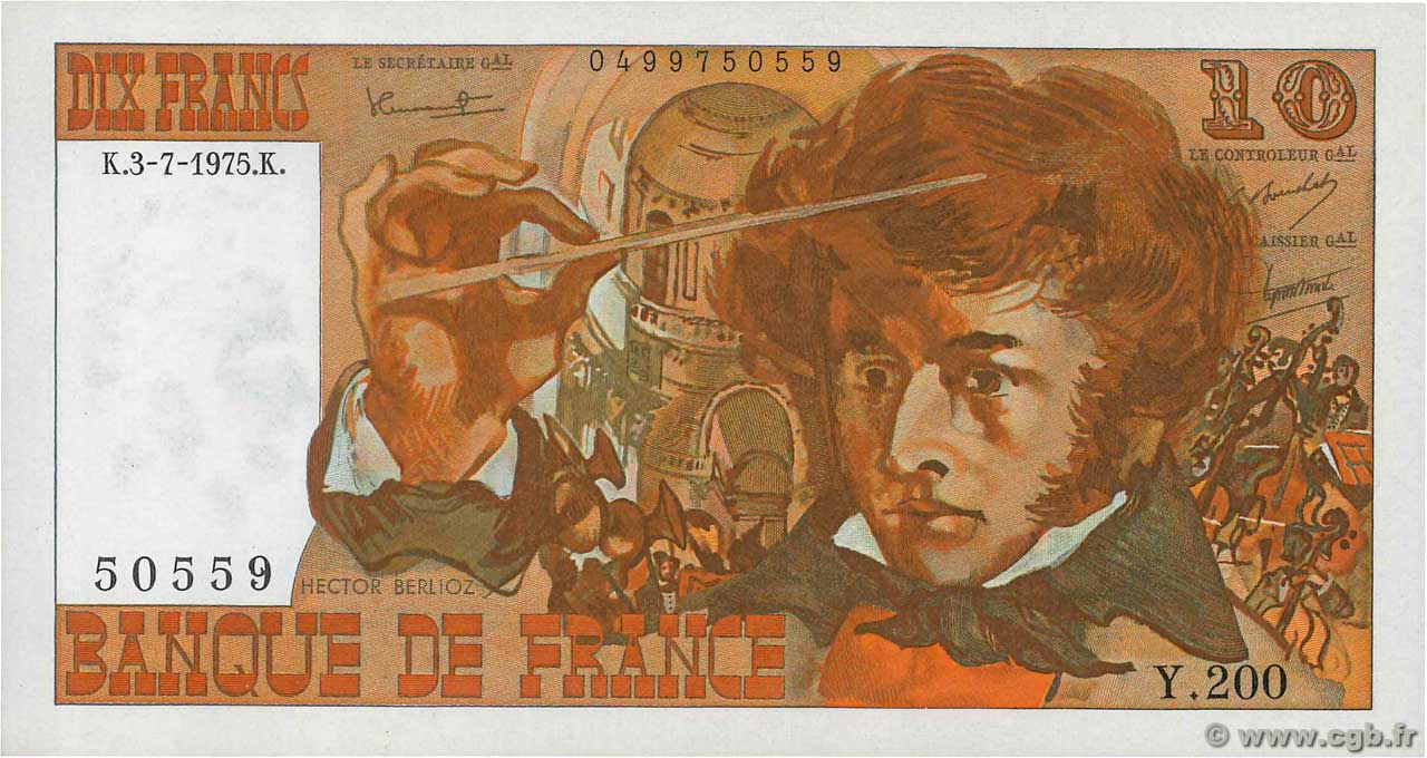 10 Francs BERLIOZ FRANKREICH  1975 F.63.11 ST