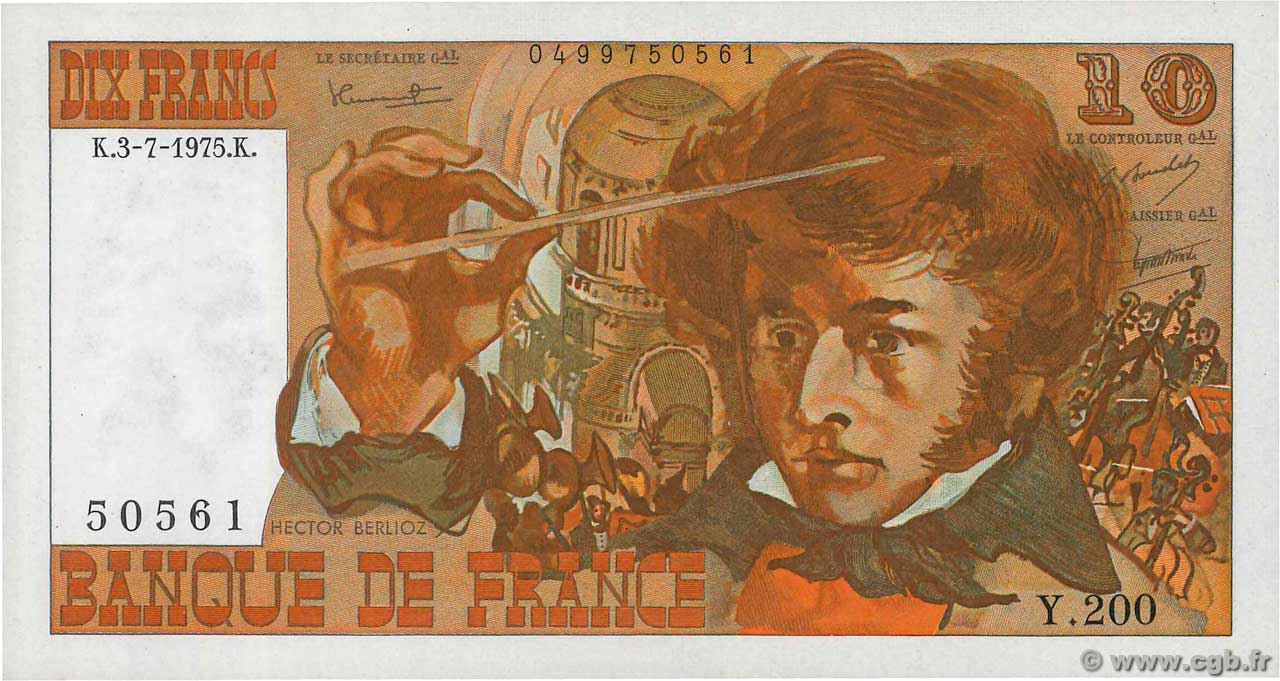 10 Francs BERLIOZ FRANCE  1975 F.63.11 NEUF
