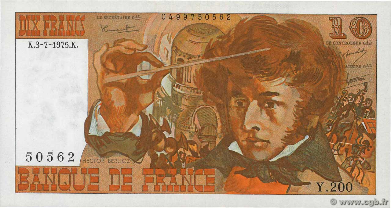 10 Francs BERLIOZ FRANCIA  1975 F.63.11 FDC