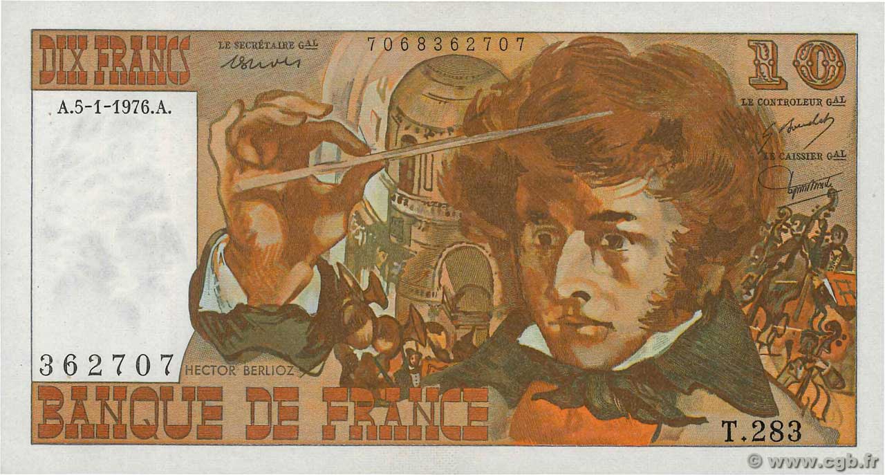 10 Francs BERLIOZ FRANCIA  1976 F.63.17-283 FDC