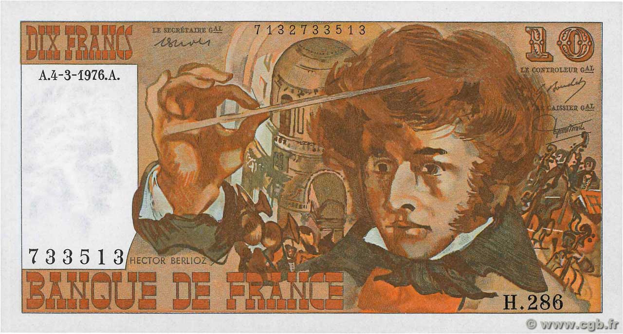 10 Francs BERLIOZ FRANCE  1976 F.63.18 UNC-