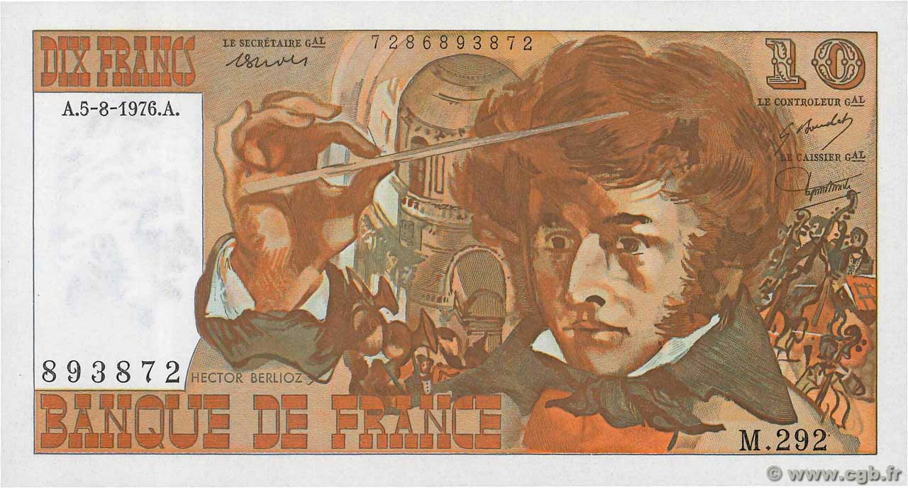 10 Francs BERLIOZ FRANCE  1976 F.63.20 pr.NEUF