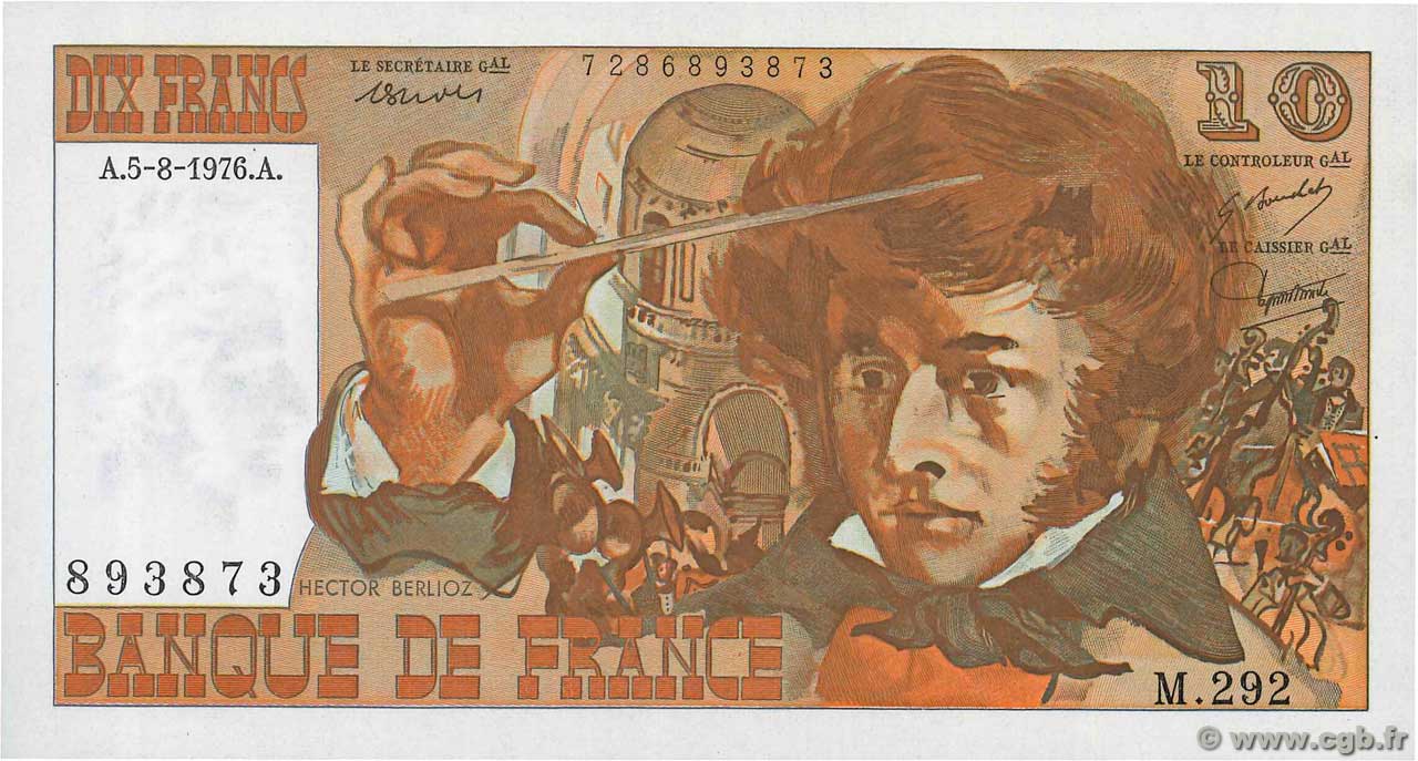 10 Francs BERLIOZ FRANCIA  1976 F.63.20 SC+