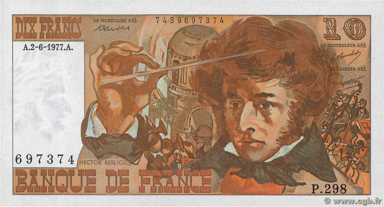 10 Francs BERLIOZ FRANCIA  1977 F.63.22 FDC