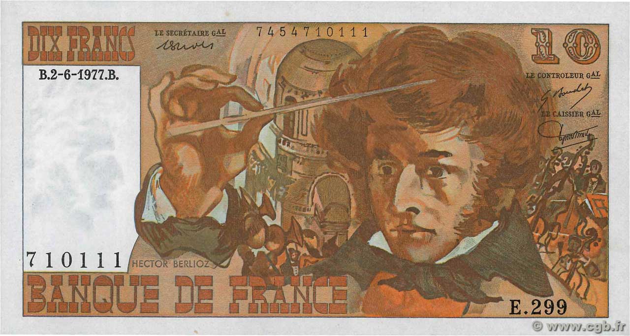 10 Francs BERLIOZ FRANCIA  1977 F.63.22 SC+