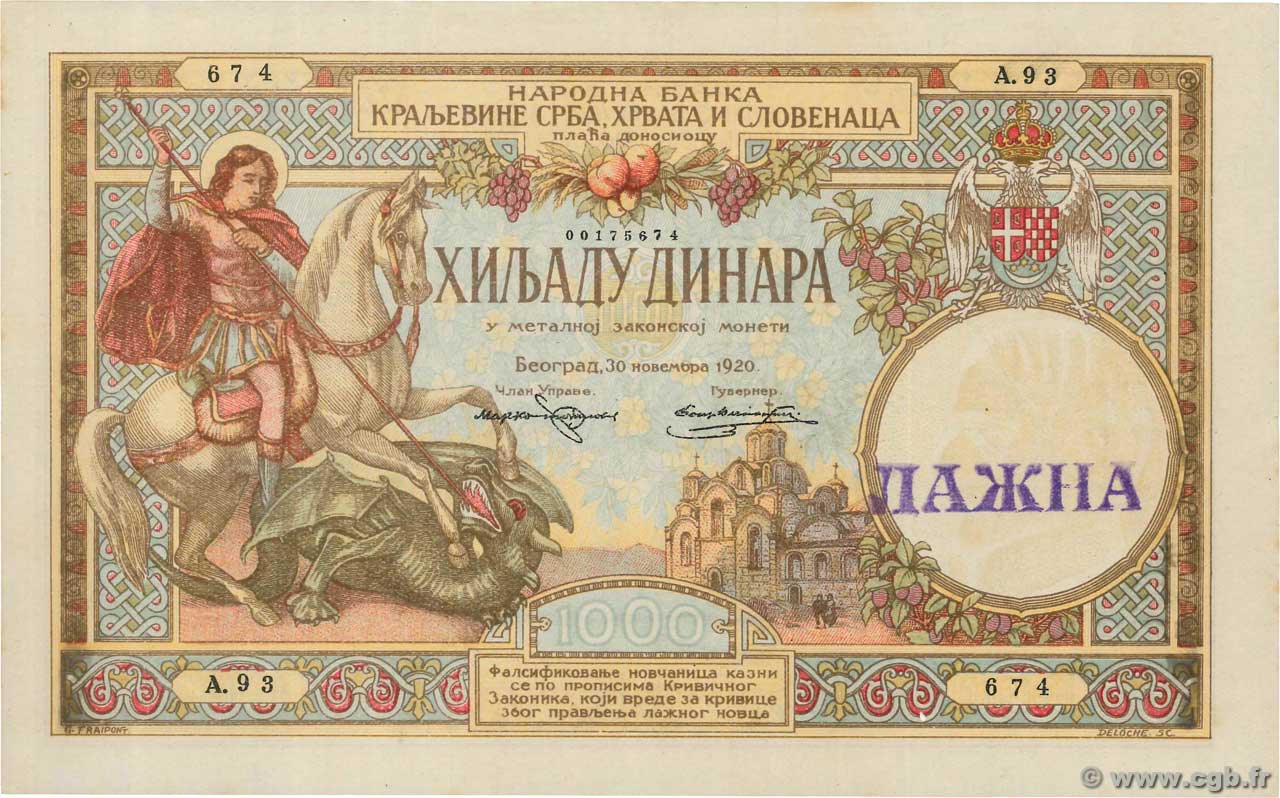 1000 Dinara Faux YUGOSLAVIA  1920 P.023x2 SC