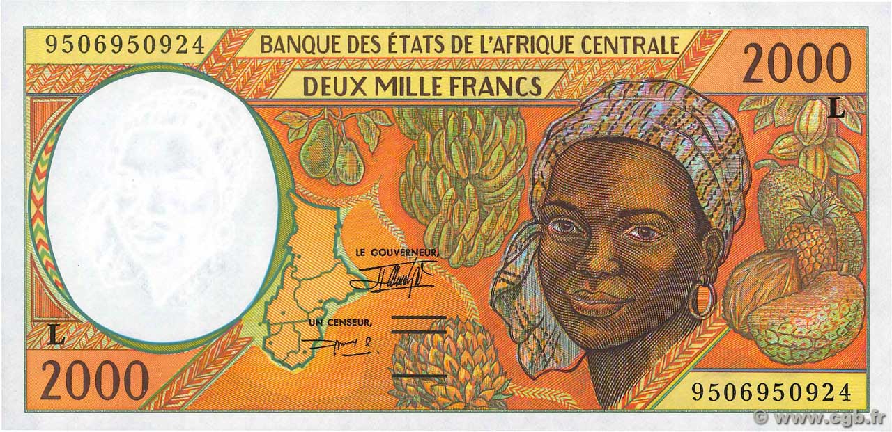 2000 Francs STATI DI L  AFRICA CENTRALE  1995 P.403Lc FDC