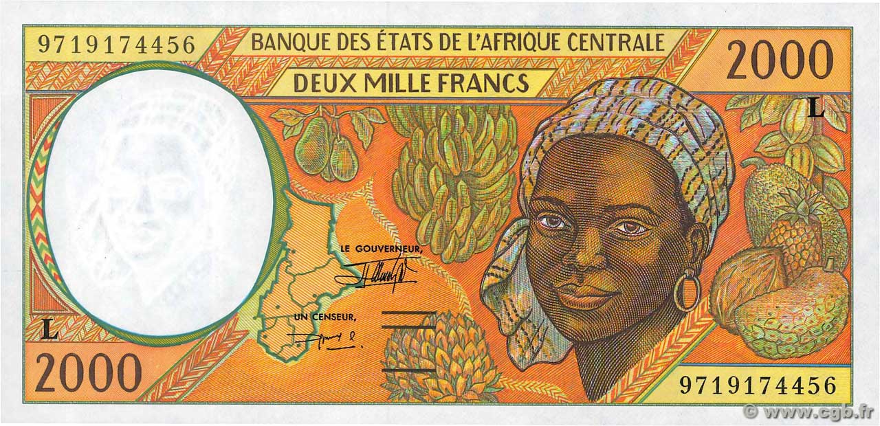 2000 Francs CENTRAL AFRICAN STATES  1997 P.403Ld UNC
