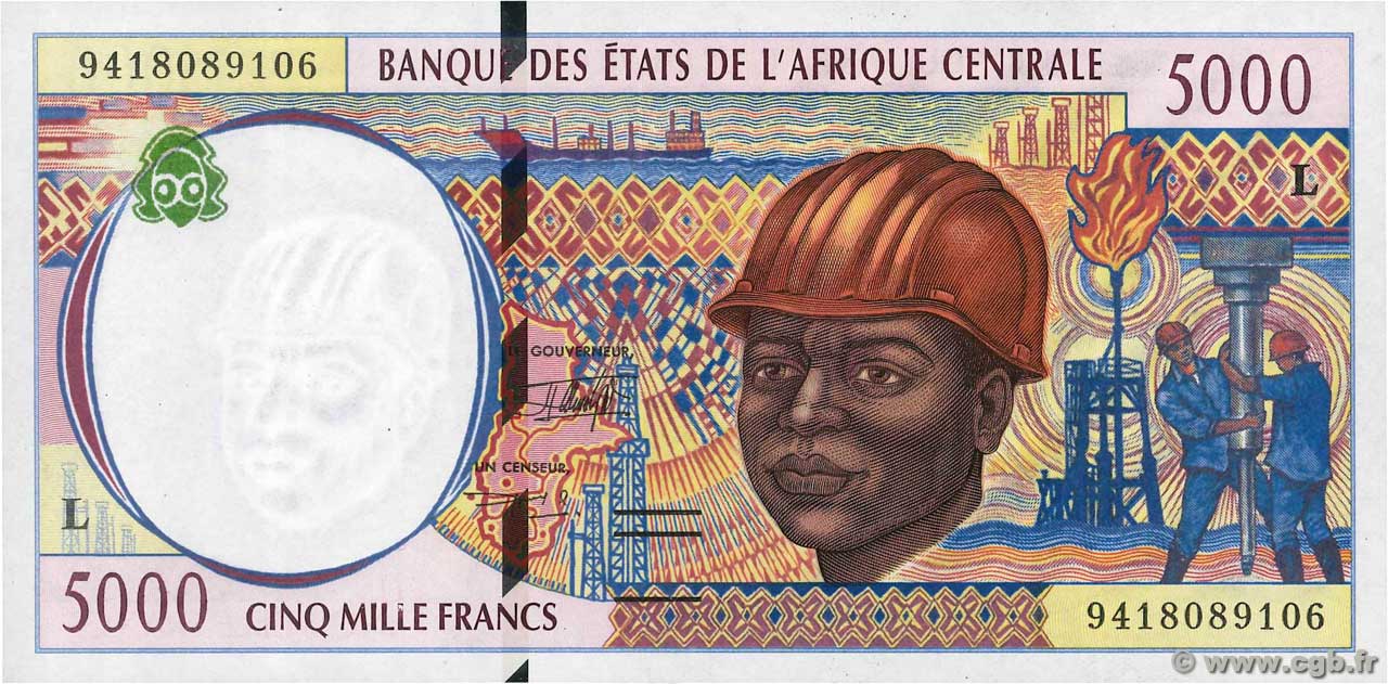 5000 Francs STATI DI L  AFRICA CENTRALE  1994 P.404La q.FDC