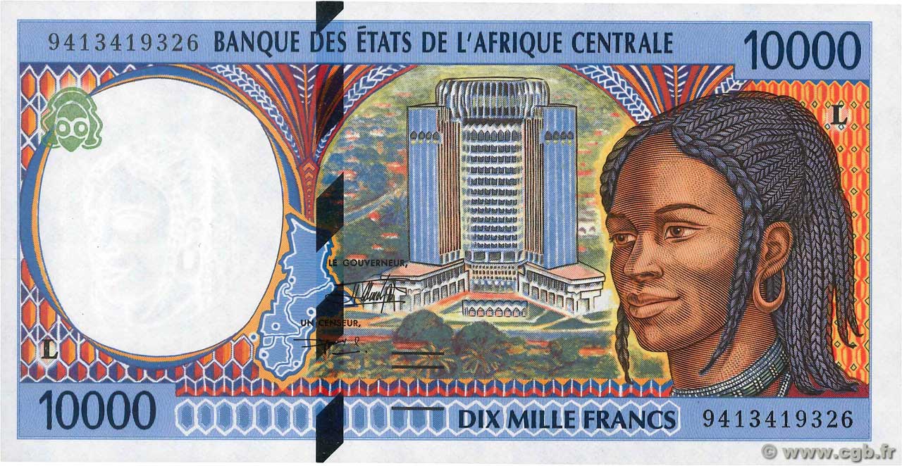 10000 Francs STATI DI L  AFRICA CENTRALE  1994 P.405La q.FDC