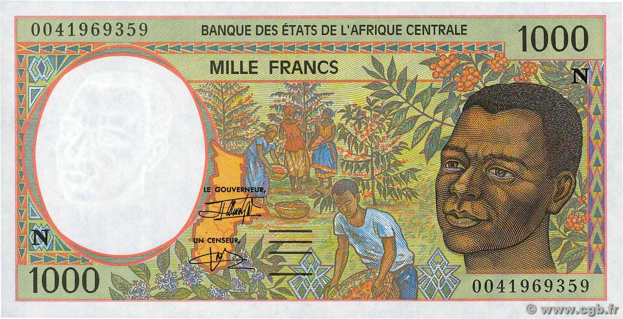 1000 Francs STATI DI L  AFRICA CENTRALE  2000 P.502Ng FDC
