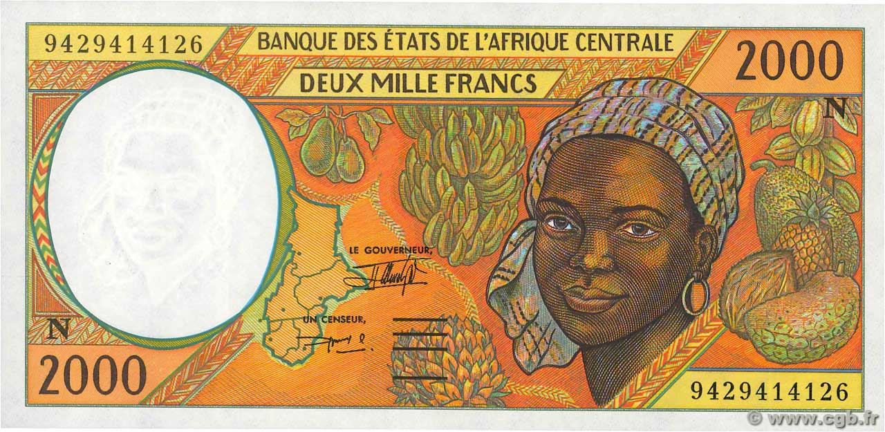 2000 Francs STATI DI L  AFRICA CENTRALE  1994 P.503Nb q.FDC