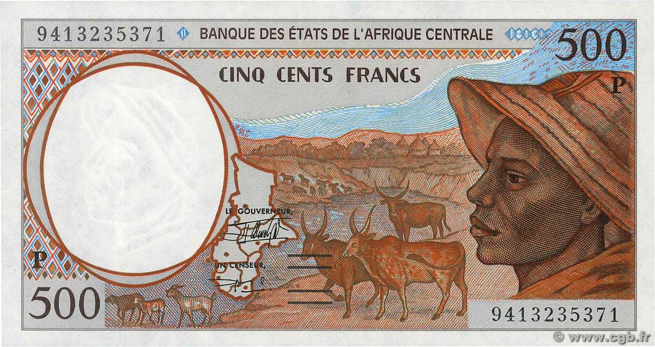 500 Francs STATI DI L  AFRICA CENTRALE  1994 P.601Pb FDC