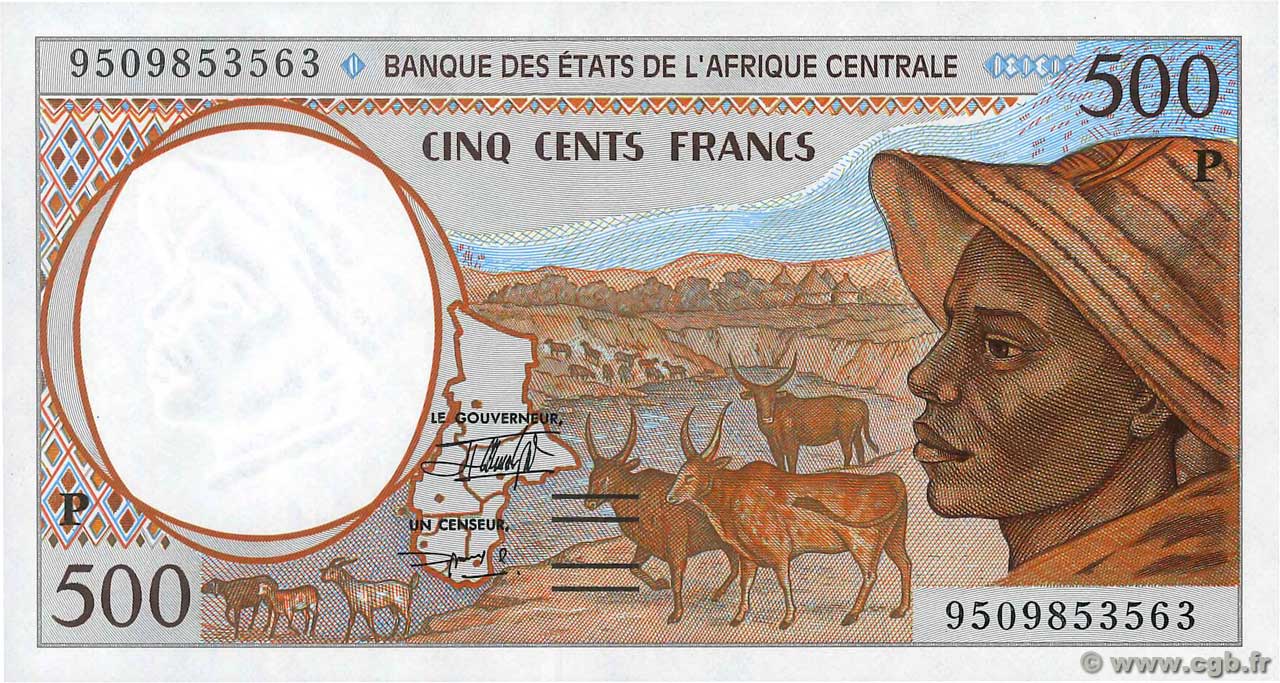 500 Francs STATI DI L  AFRICA CENTRALE  1995 P.601Pc q.FDC