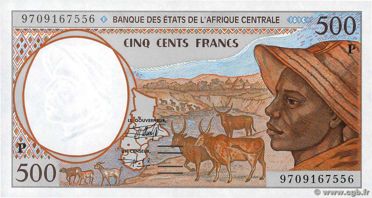 500 Francs STATI DI L  AFRICA CENTRALE  1997 P.601Pd FDC