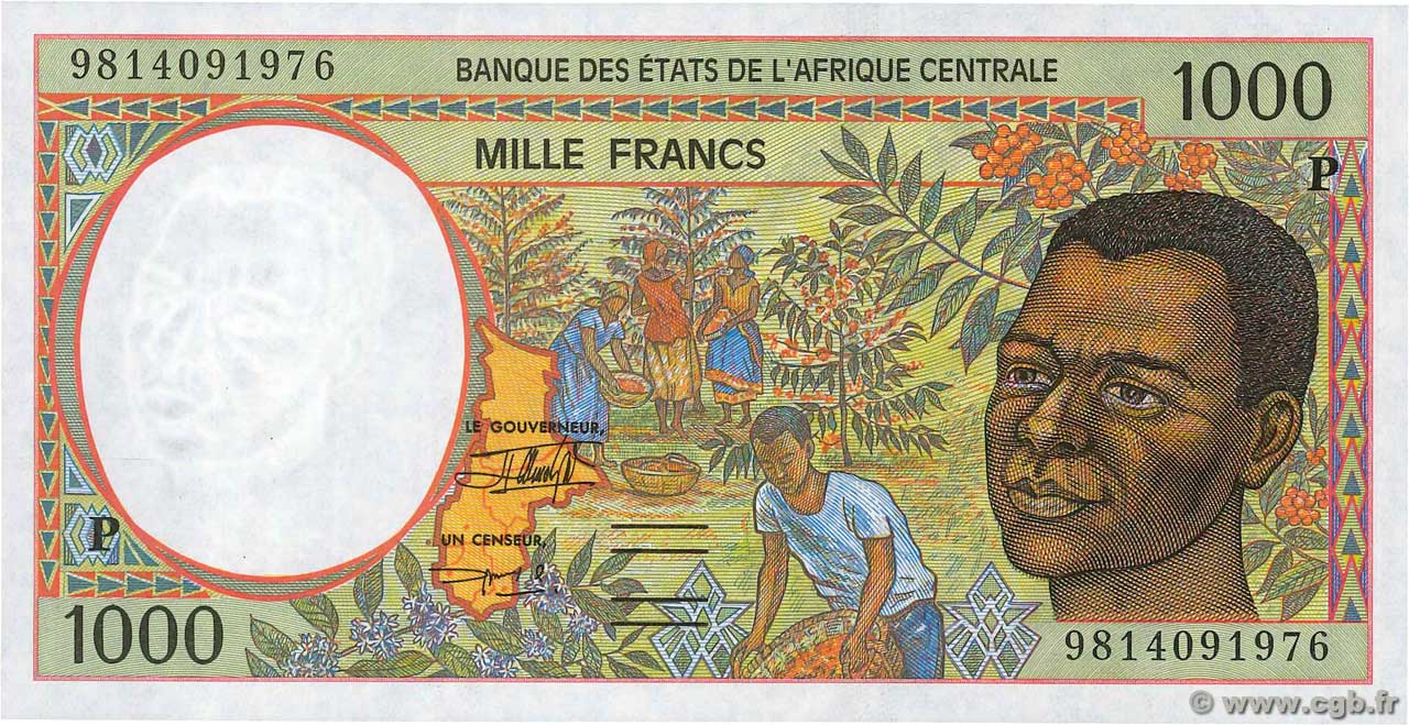 1000 Francs ZENTRALAFRIKANISCHE LÄNDER  1998 P.602Pe ST