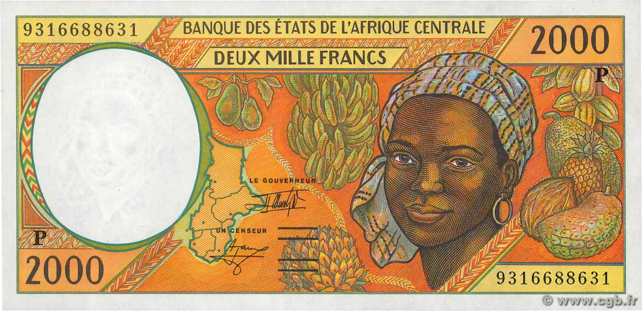 2000 Francs STATI DI L  AFRICA CENTRALE  1993 P.603Pa FDC