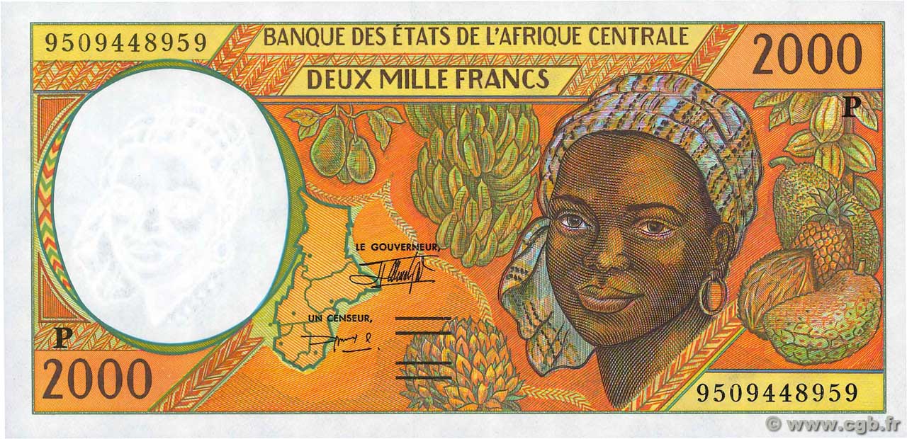2000 Francs STATI DI L  AFRICA CENTRALE  1995 P.603Pc FDC