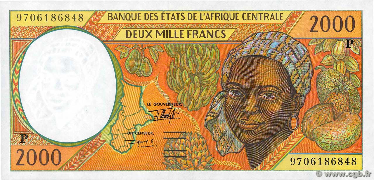 2000 Francs STATI DI L  AFRICA CENTRALE  1997 P.603Pd FDC