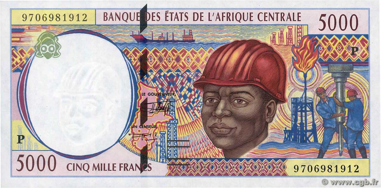 5000 Francs CENTRAL AFRICAN STATES  1997 P.604Pc AU+
