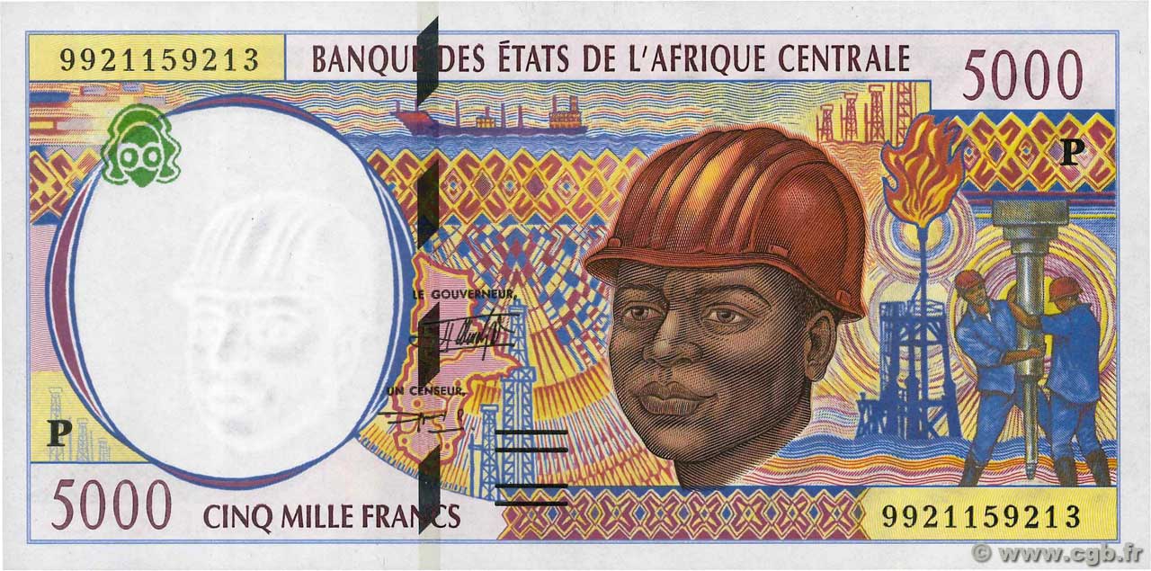 5000 Francs STATI DI L  AFRICA CENTRALE  1999 P.604Pe FDC