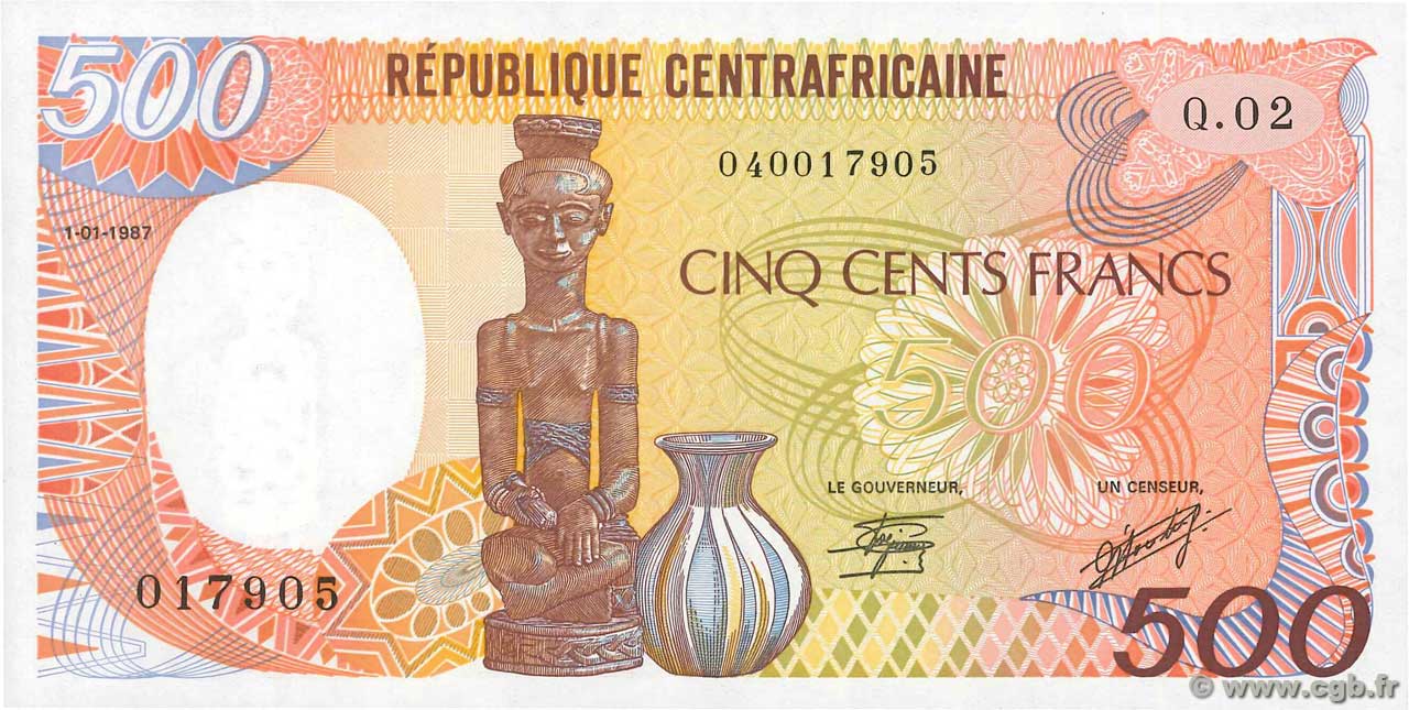 500 Francs REPUBBLICA CENTRAFRICANA  1987 P.14c FDC