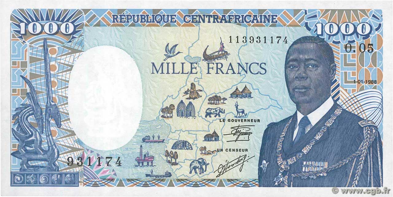 1000 Francs ZENTRALAFRIKANISCHE REPUBLIK  1988 P.16 ST