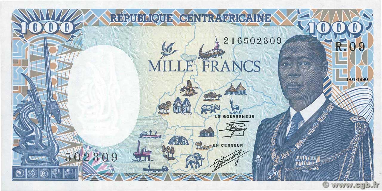 1000 Francs REPUBBLICA CENTRAFRICANA  1990 P.16 FDC