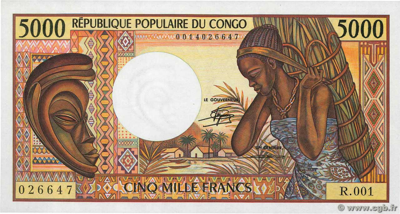 5000 Francs CONGO  1984 P.06a EBC+