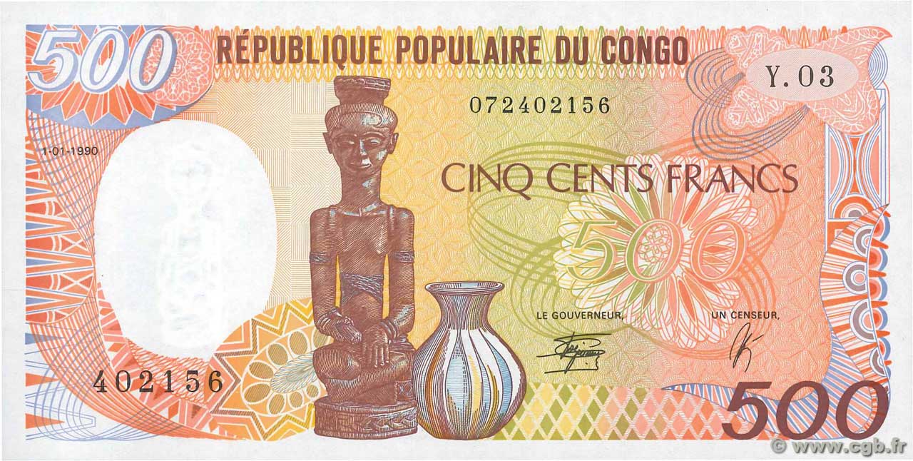 500 Francs CONGO  1990 P.08c ST