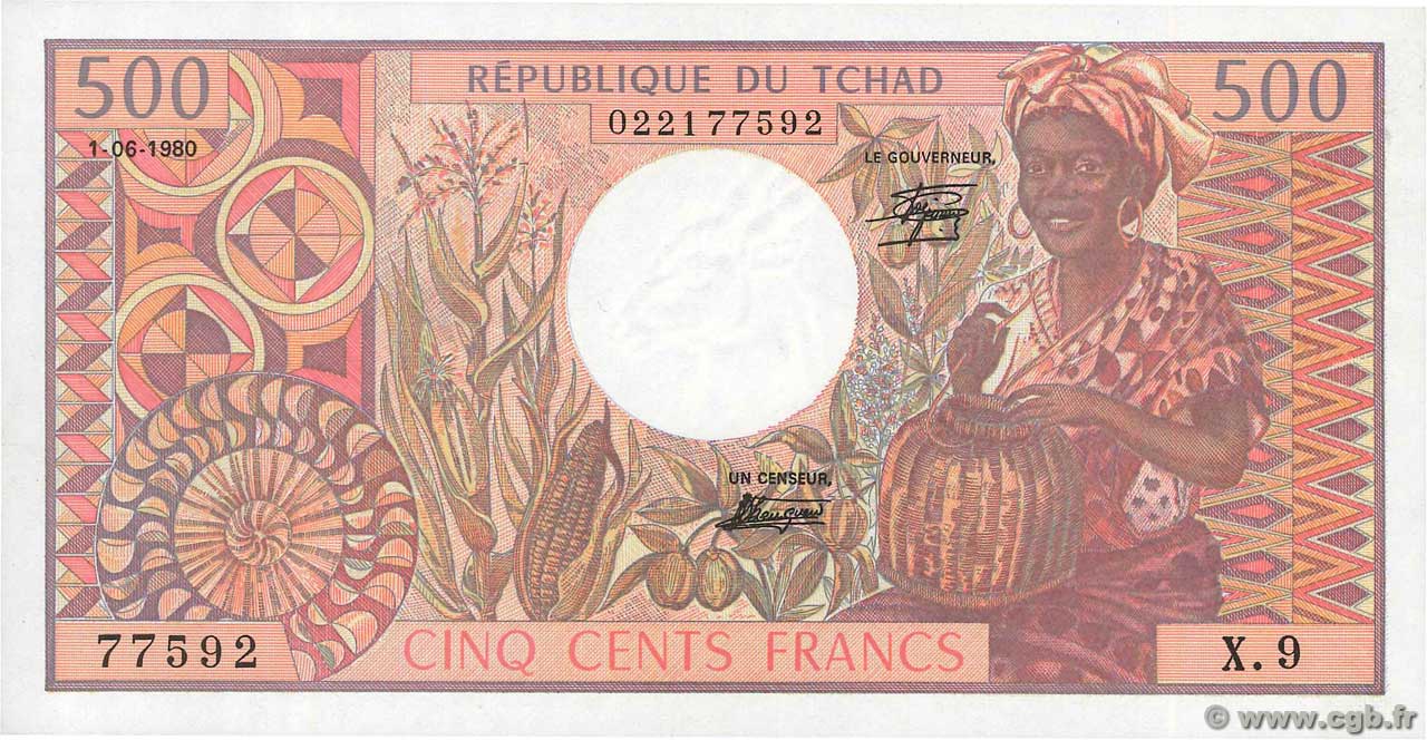 500 Francs CHAD  1980 P.06 SC+