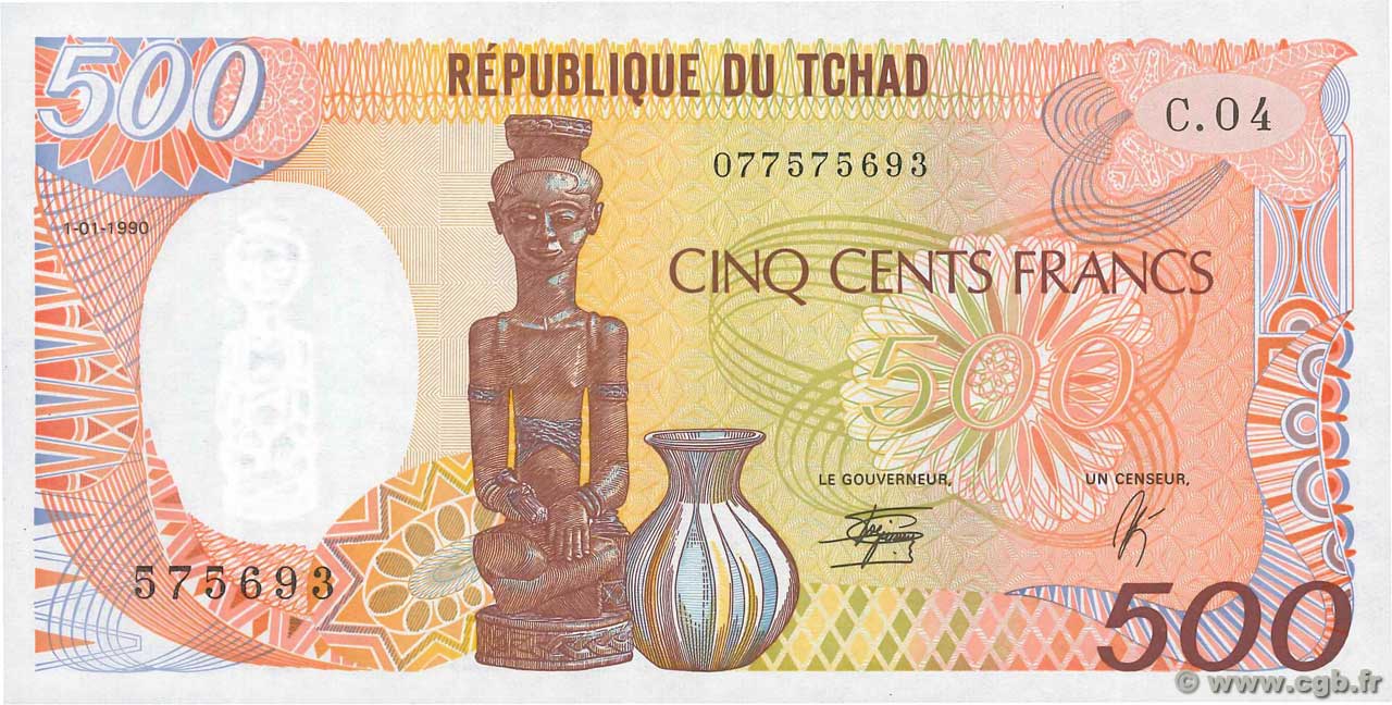 500 Francs type 1985 TCHAD  1990 A.285d NEUF