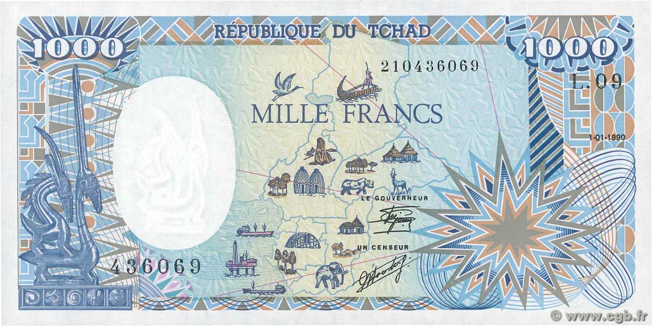 1000 Francs CHAD  1990 P.10Aa UNC-