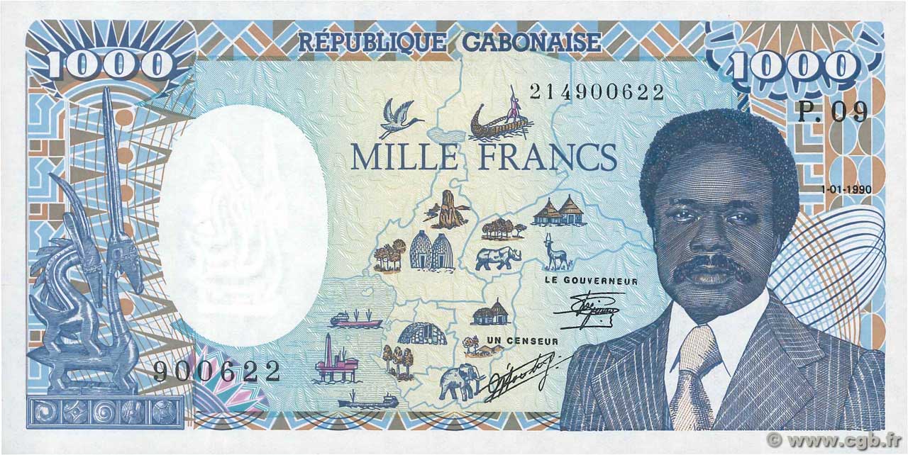 1000 Francs GABON  1990 P.10a UNC-