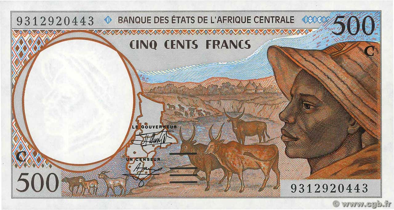 500 Francs CENTRAL AFRICAN STATES  1993 P.101Ca UNC-