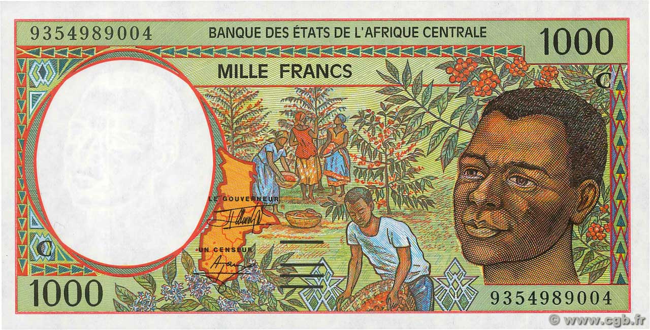 1000 Francs CENTRAL AFRICAN STATES  1993 P.102Ca UNC-